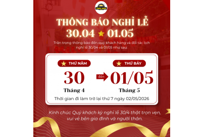 THÔNG BÁO NGHỈ LỄ 30/04 – 01/05